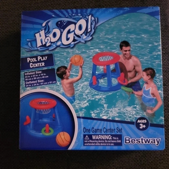 ☀H2OGO! Pool Play Game Center Inflatable Water Floating Basketball Ring Toss Set - Picture 1 of 7